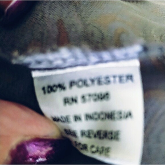 Chiffon Top Size XL Blue Green Paisley Lined Ruffled Sleeve Boho Milkmaid Flowy - Picture 10 of 12